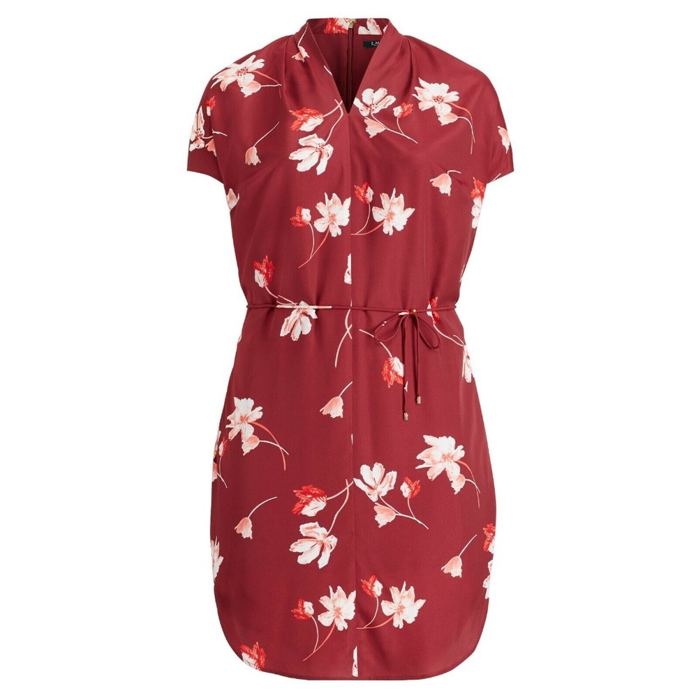 LAUREN WOMAN Ralph Lauren V-Neck Crepe Shirt Dress - Picture 2 of 6